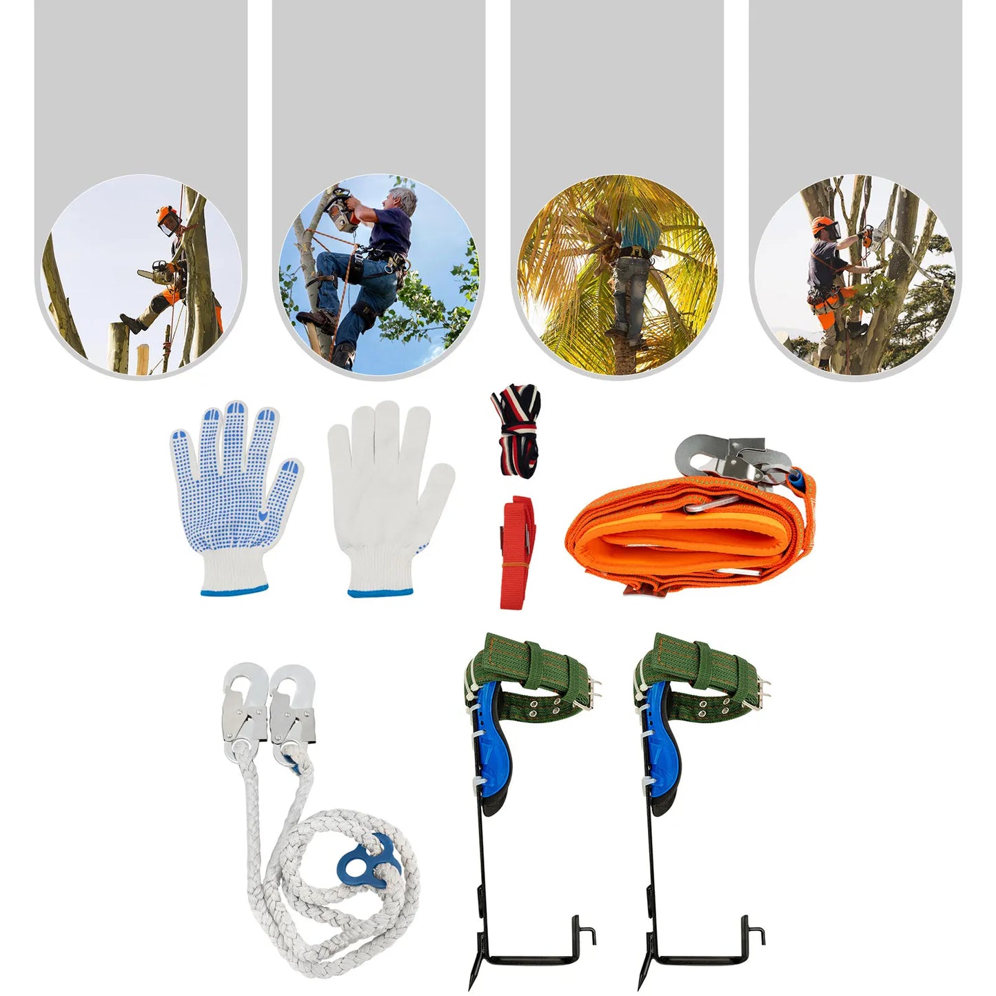 Tree Climbing Tools Safety Belt And Steel Foot Pedal Kit