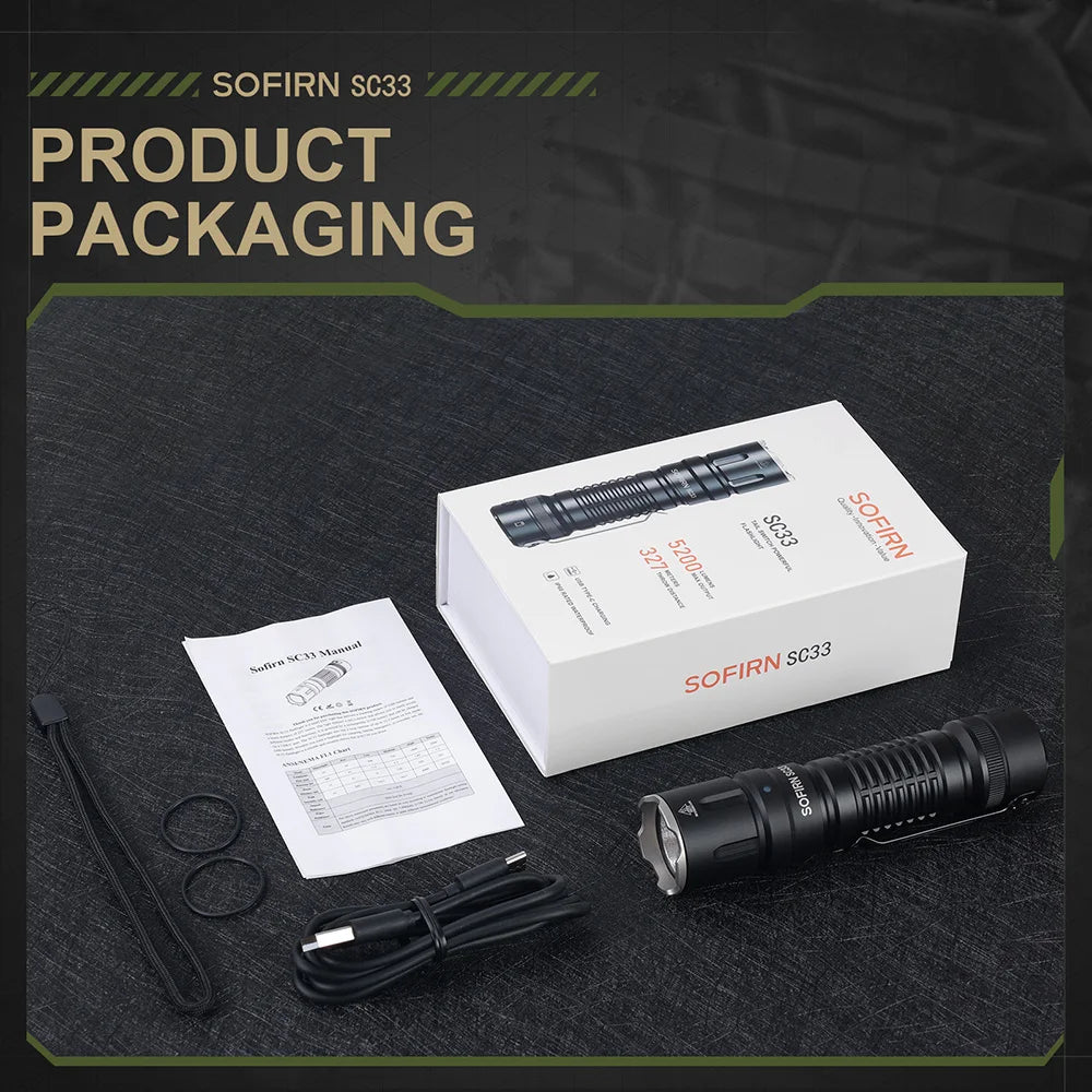 Sofirn SC33 XHP70.3 LED Flashlight 5200lm USB C Rechargeable