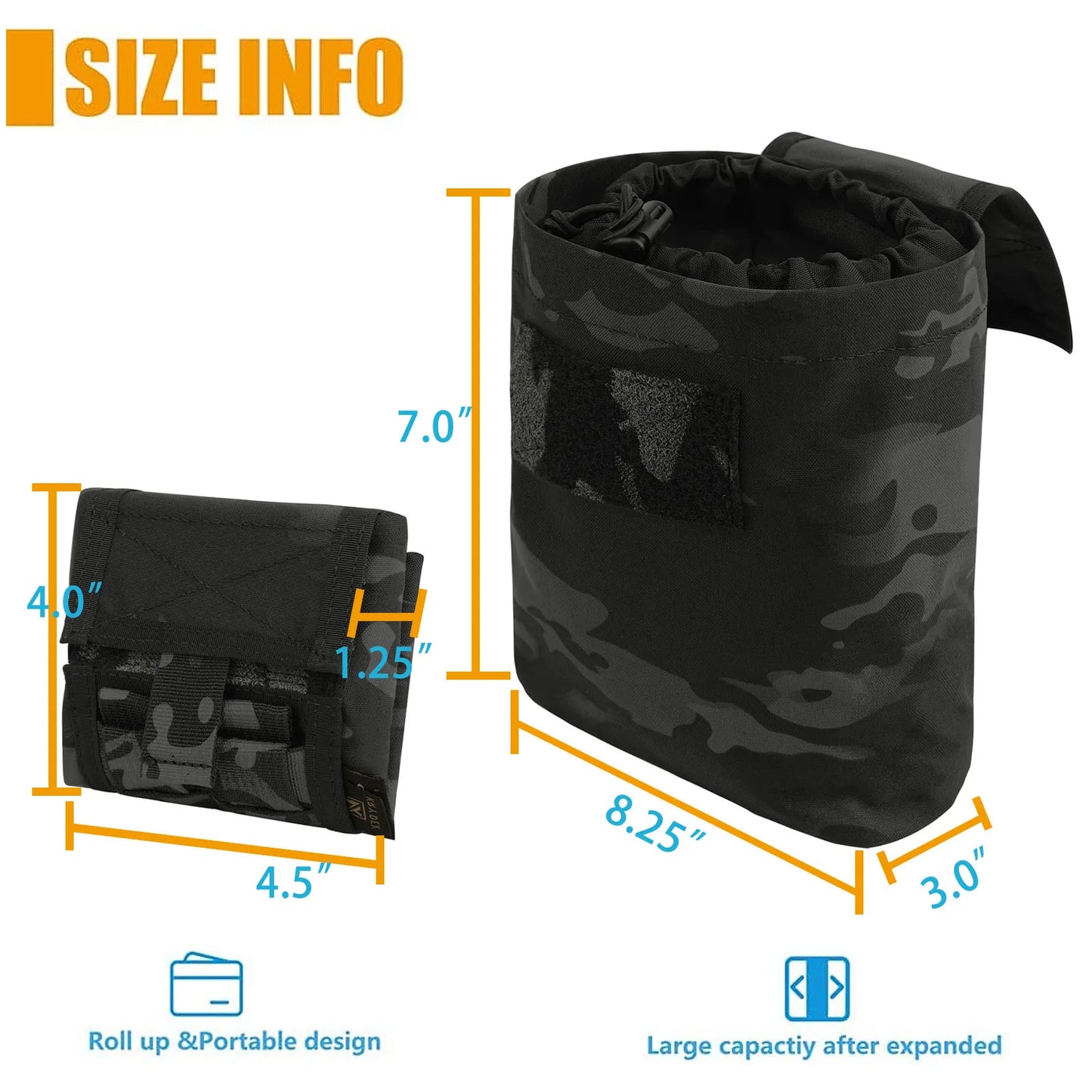 KRYDEX Tactical MOLLE Foldable Dump Pouch Magazine Recover Pouch