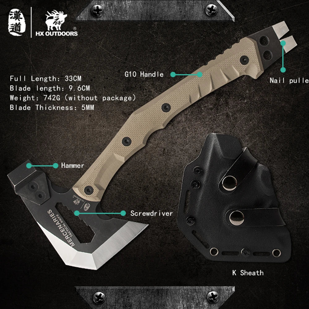 HX Outdoors Mercenarys Full Tang Camping Axe Hatchet Multifunctional Tool
