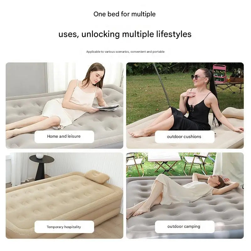 Automatic Inflatable Mattress With Built-In Pump For Indoor Outdoor Use