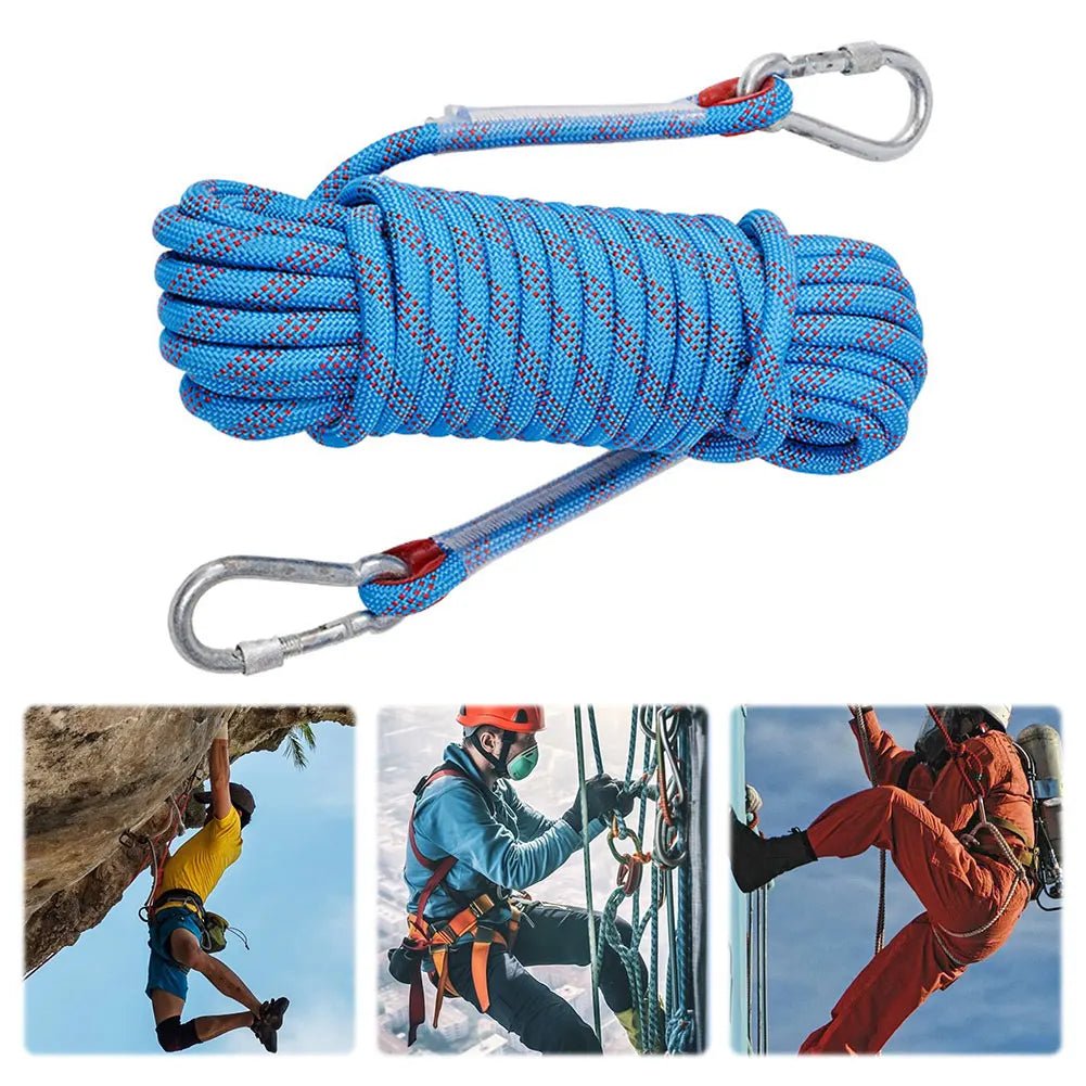 Outdoor Static Rappelling Rope With Two Hooks For Emergency Rescue