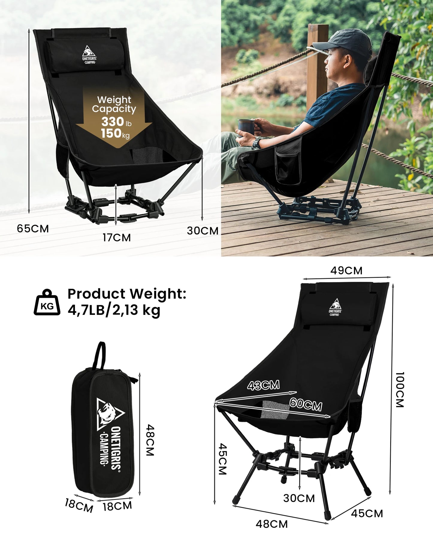 ONETIGRISH OneTigris Portable High Back Camping Chair