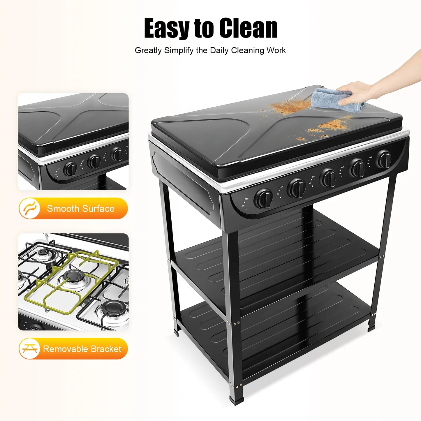 None FourToFive Burner Portable Camp Gas Stove With Cover