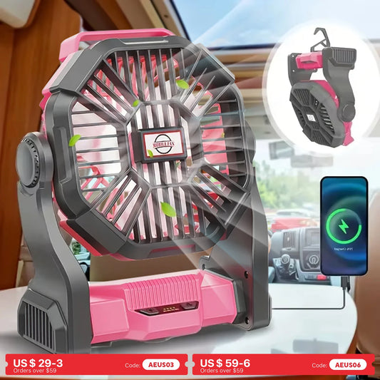 URGGU 3in1 Camping Fan With LED Lantern Emergency Power