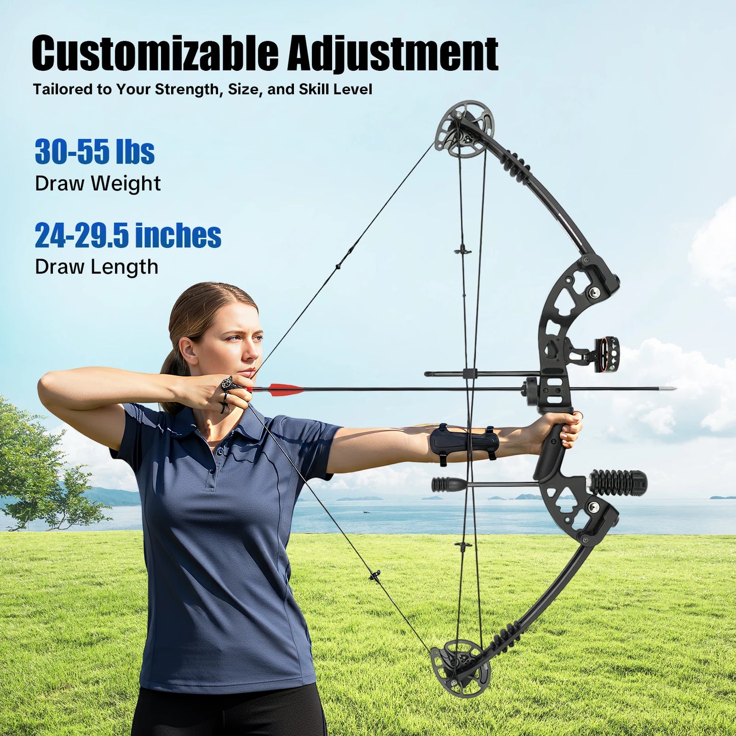 Compound Bow For Adults Right Hand With 3 Pin Sight