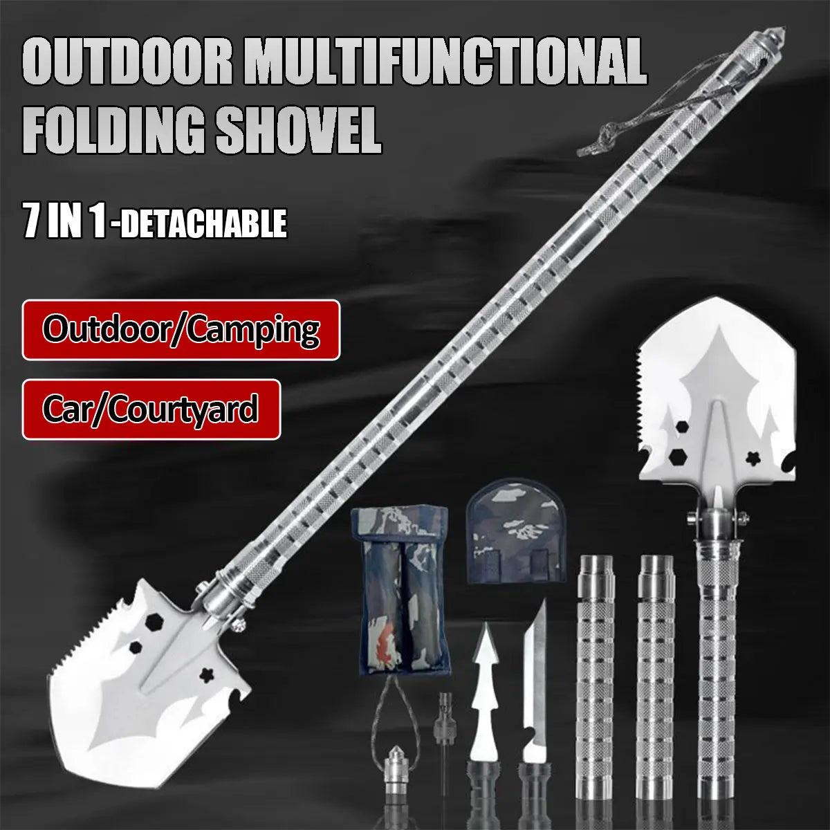 Skywolfeye Foldable Military Shovel Multi Tool for Outdoor Survival