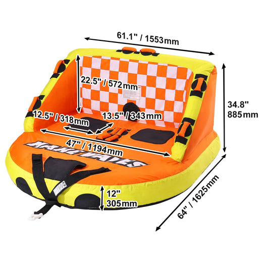 SucceBuy Towable Tube for Boating 1-3 Riders with Bumper Fins