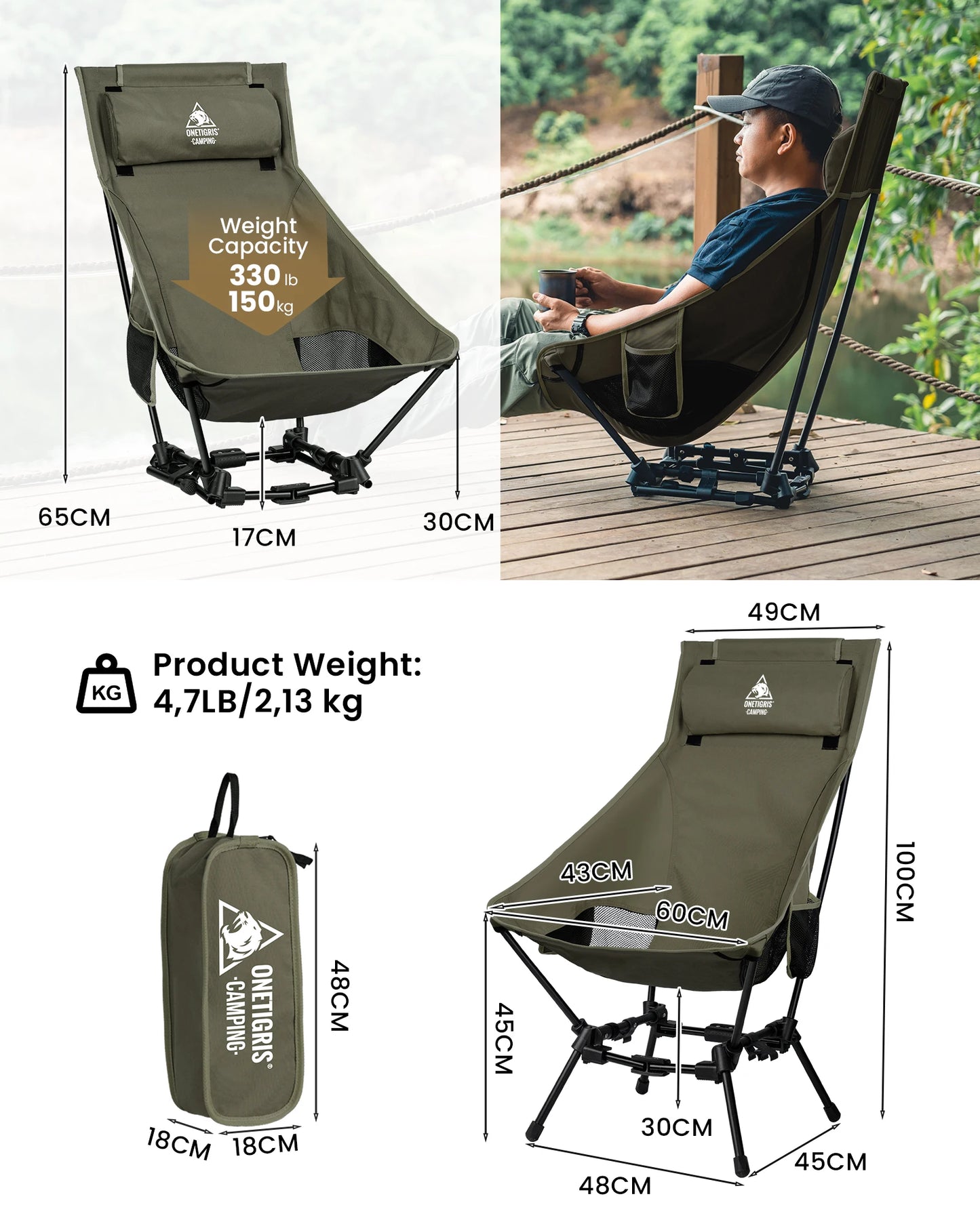 ONETIGRISH OneTigris Portable High Back Camping Chair