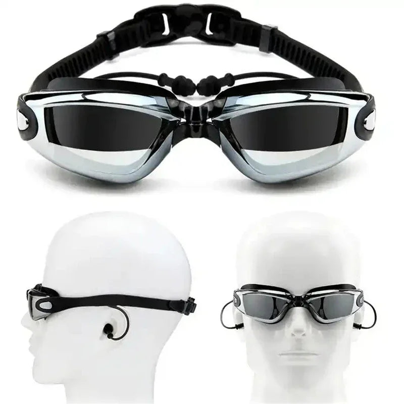 Frame Myopia Swim Goggles Earplug Anti Fog Waterproof Eyewear