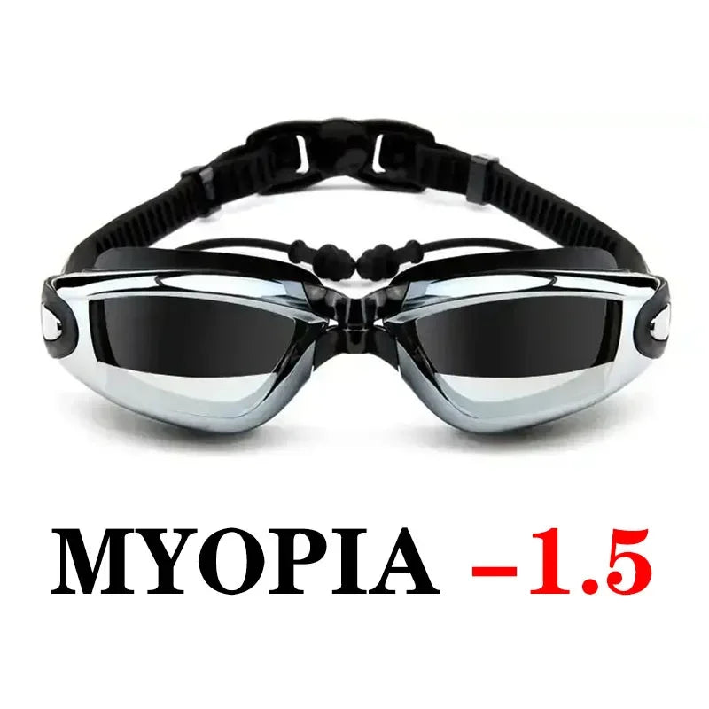 Frame Myopia Swim Goggles Earplug Anti Fog Waterproof Eyewear