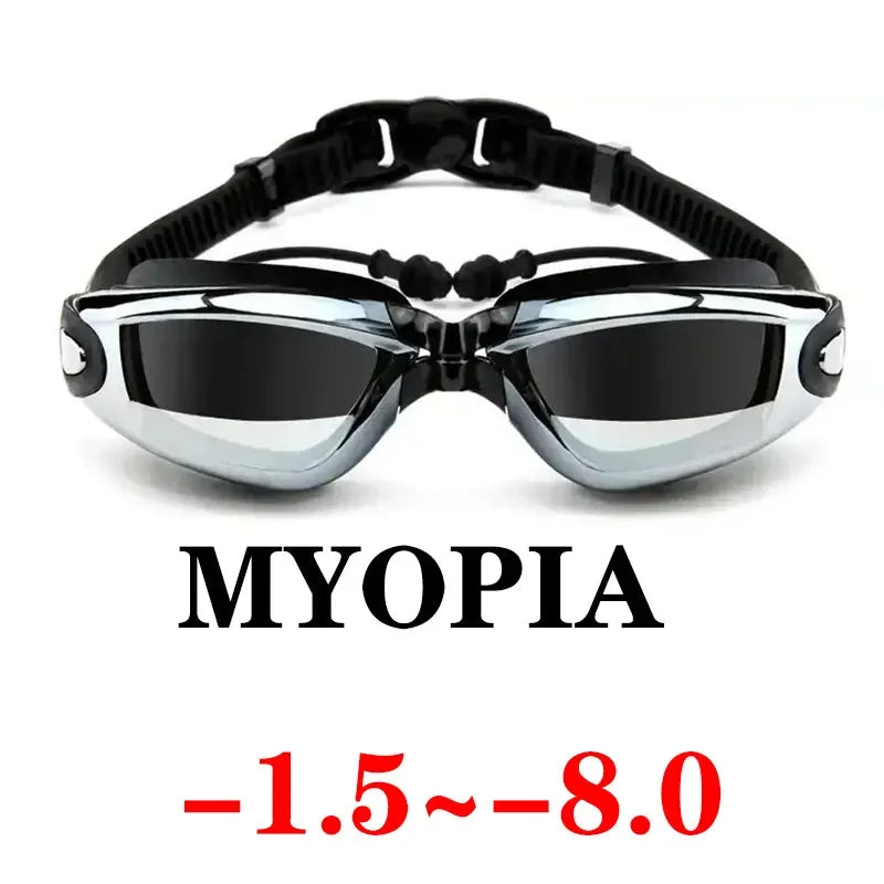 Frame Myopia Swim Goggles Earplug Anti Fog Waterproof Eyewear