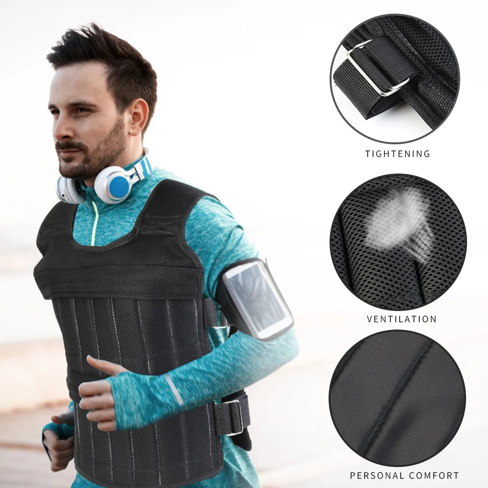 VKTECH Adjustable Weighted Vest Jacket For Running And Training