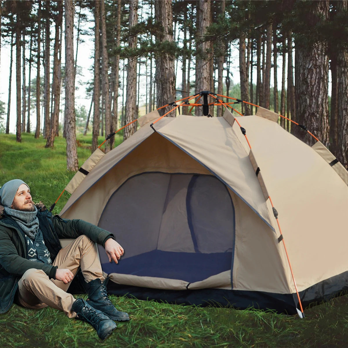 Pakicetus Outdoor Tent Auto Opening Rainproof Two Door Shelter