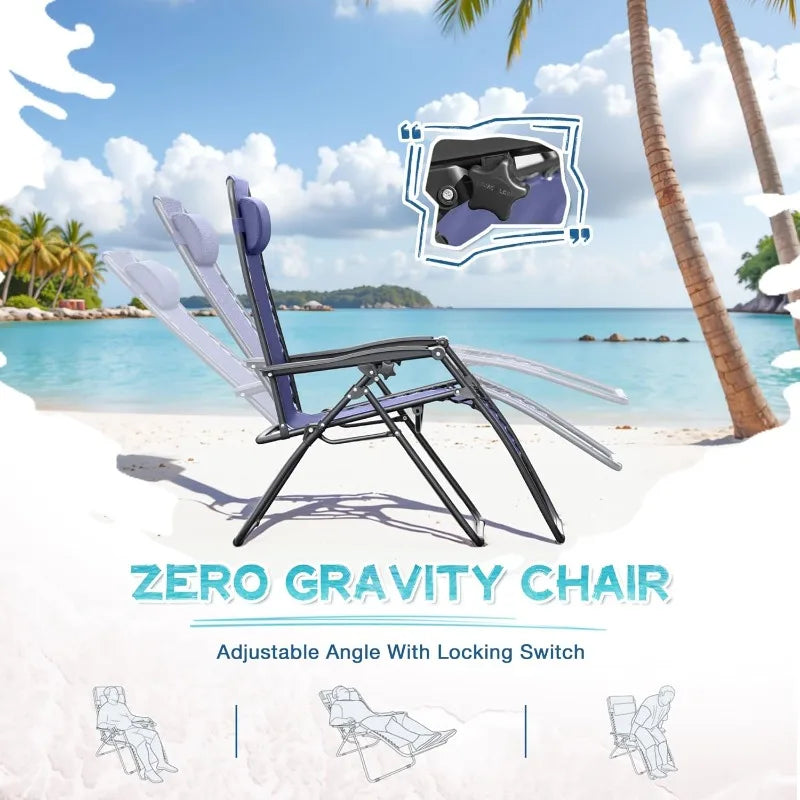 YTYIN Zero Gravity Chairs Set of 2 Adjustable Lounge Recliners