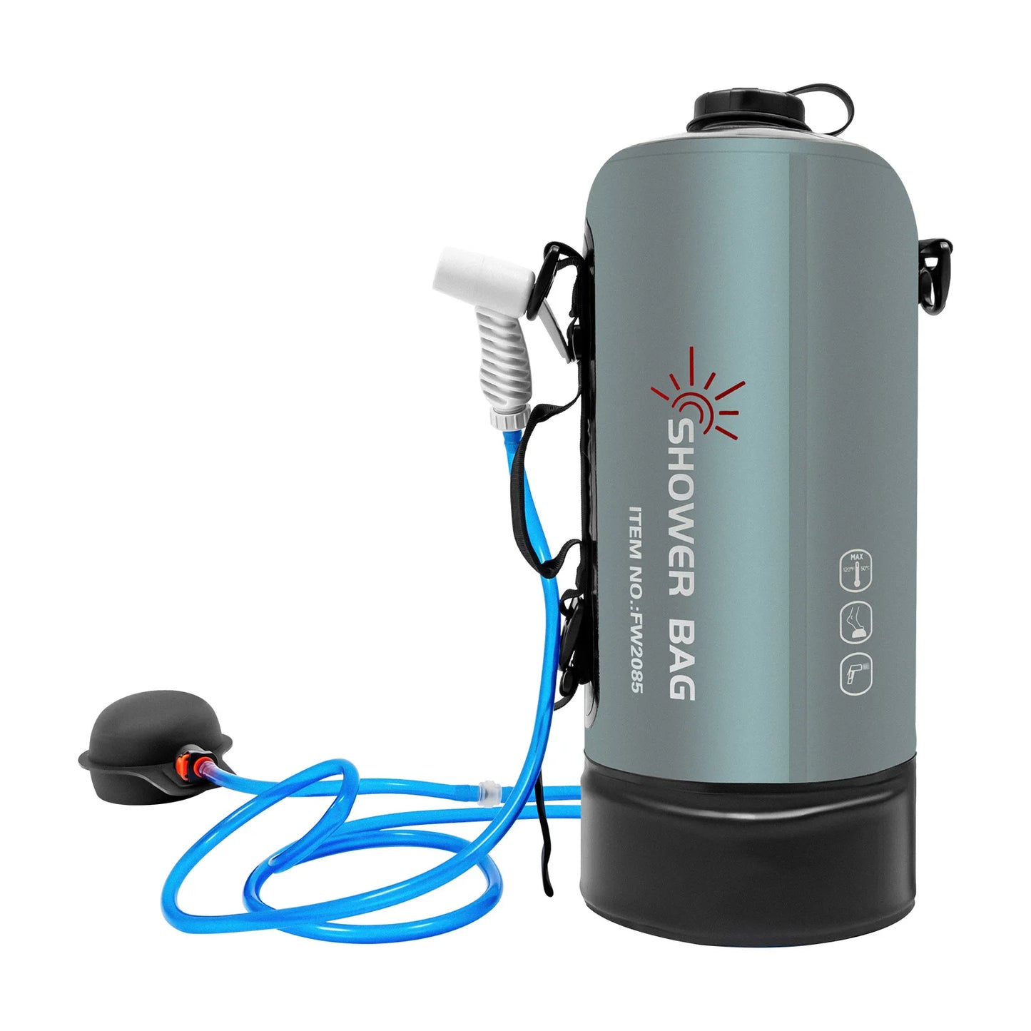 Portable Solar Camping Shower With Pump And Removable Hose