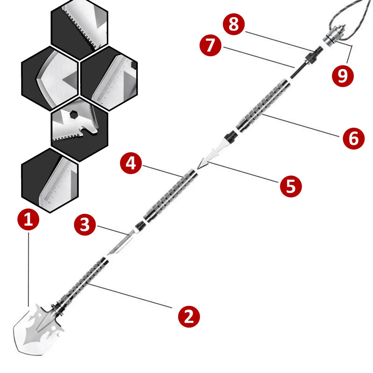 Skywolfeye Foldable Military Shovel Multi Tool for Outdoor Survival