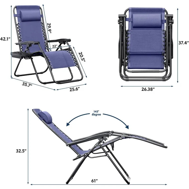 YTYIN Zero Gravity Chairs Set of 2 Adjustable Lounge Recliners