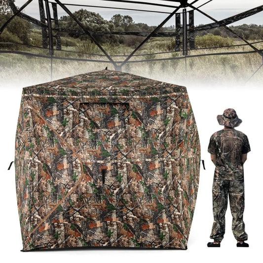 Camouflage Hunting Blind for 3-4 People 270 Degree Viewing Range