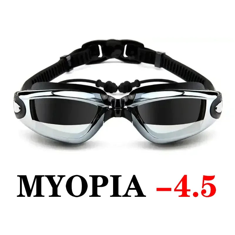 Frame Myopia Swim Goggles Earplug Anti Fog Waterproof Eyewear