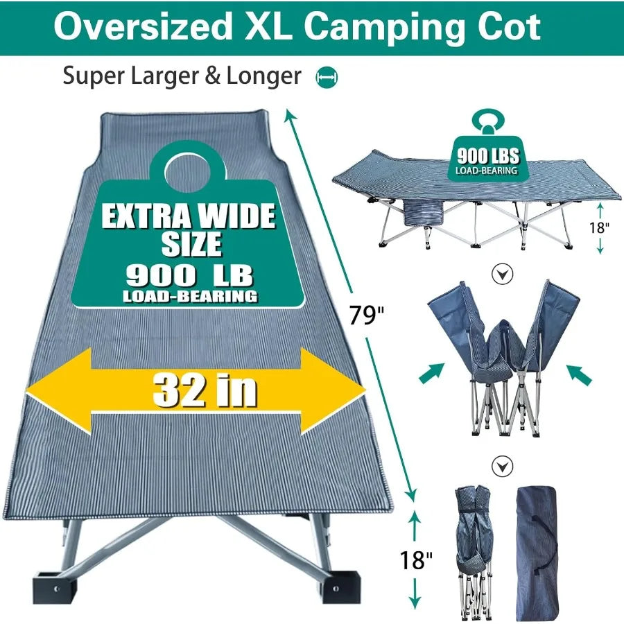 XMSJ Camping Cot With Mattress Folding Heavy Duty Bed