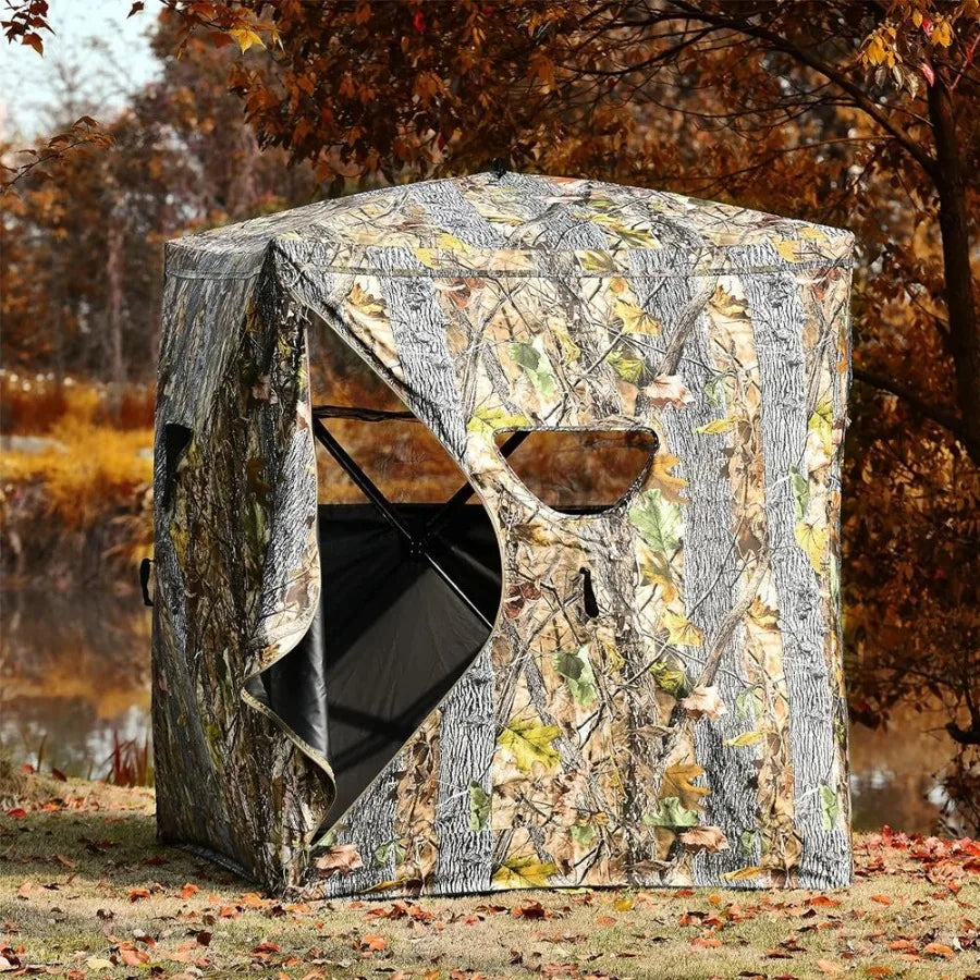 Three Person Portable Pop Up Ground Hunting Blind With Tiedowns