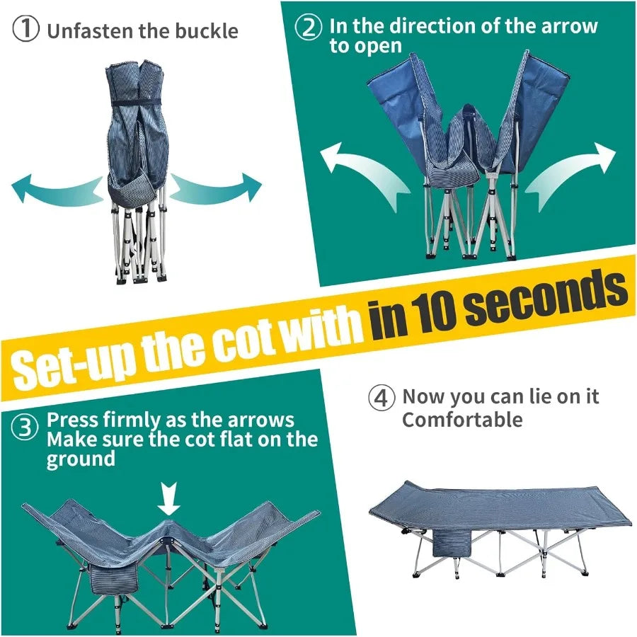 XMSJ Camping Cot With Mattress Folding Heavy Duty Bed