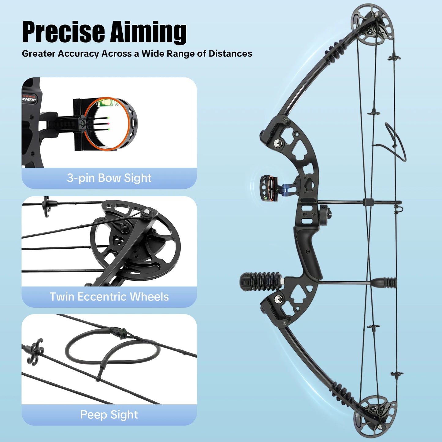 Compound Bow For Adults Right Hand With 3 Pin Sight