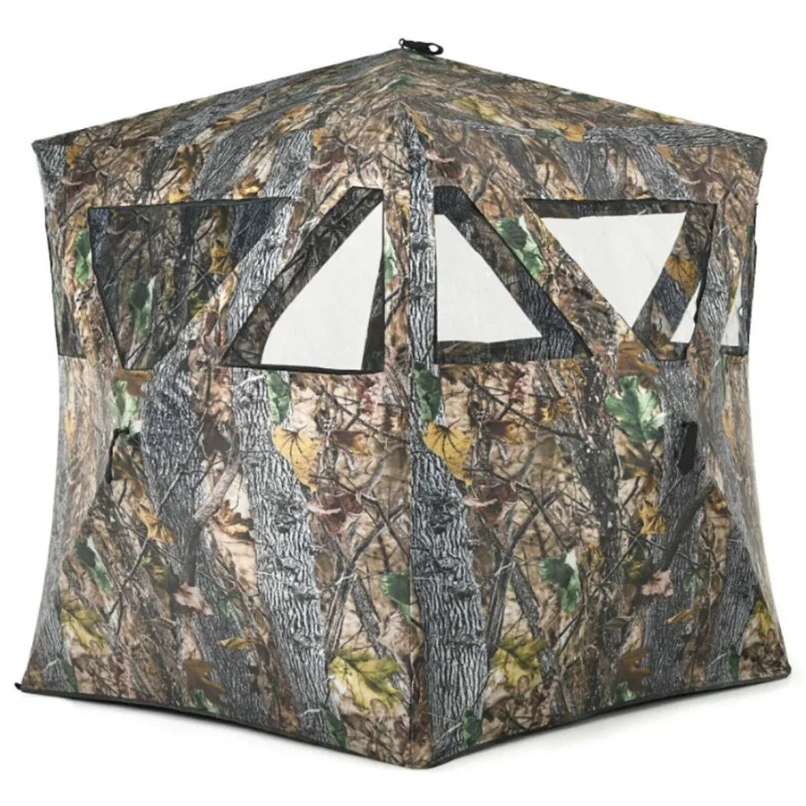 Three Person Portable Pop Up Ground Hunting Blind With Tiedowns