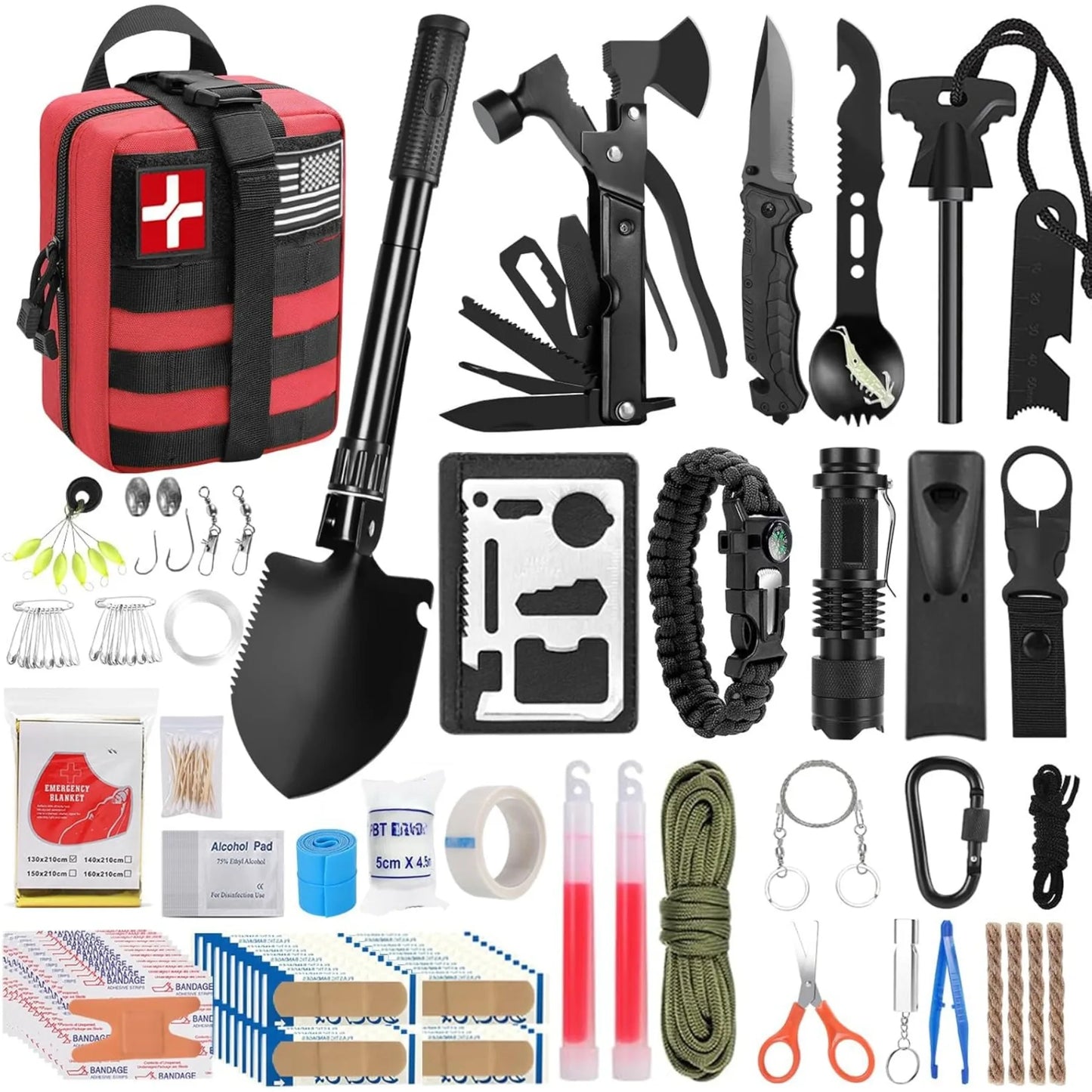 Hign-concerned 142-Piece Survival Kit and First Aid Set for Outdoors