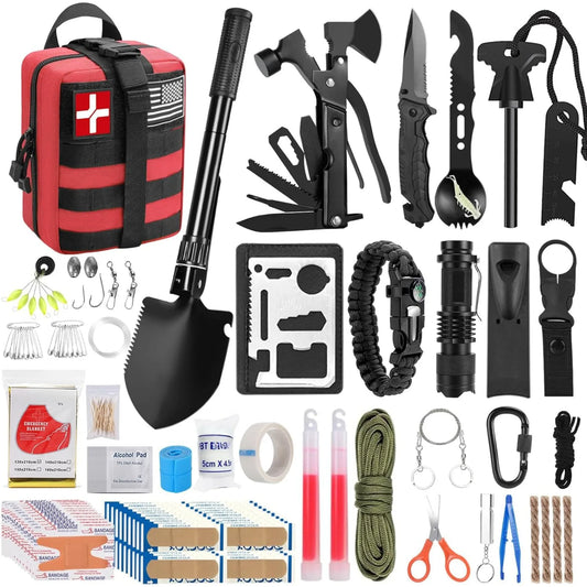 Hign-concerned 142-Piece Survival Kit and First Aid Set for Outdoors