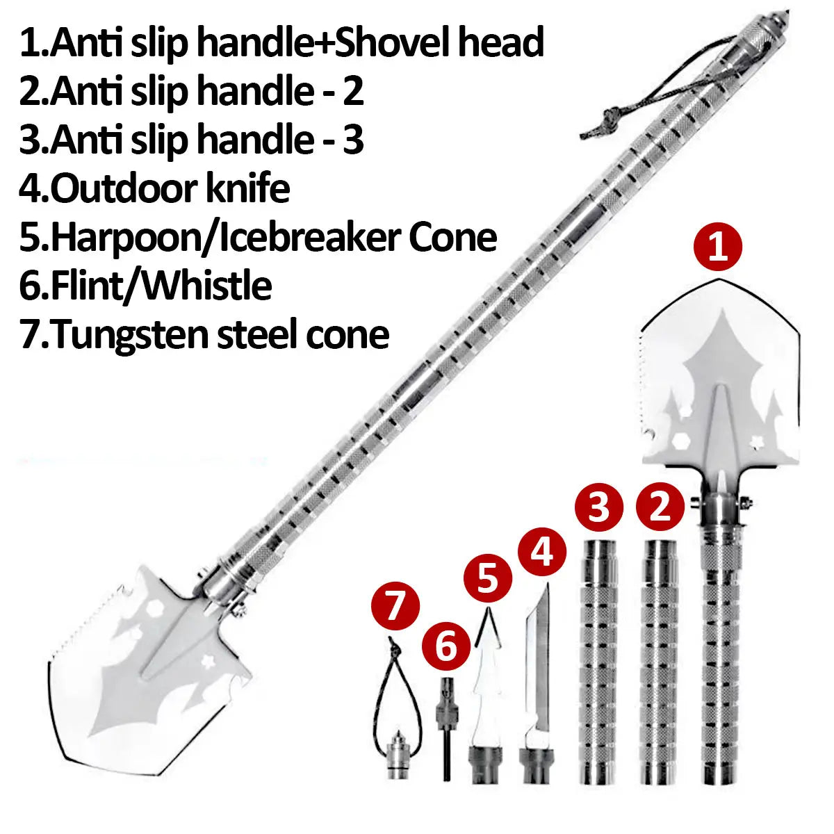 Skywolfeye Foldable Military Shovel Multi Tool for Outdoor Survival