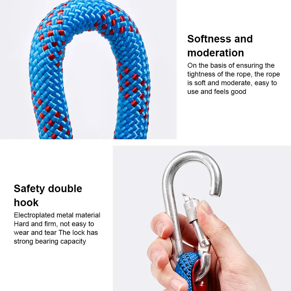 Outdoor Static Rappelling Rope With Two Hooks For Emergency Rescue