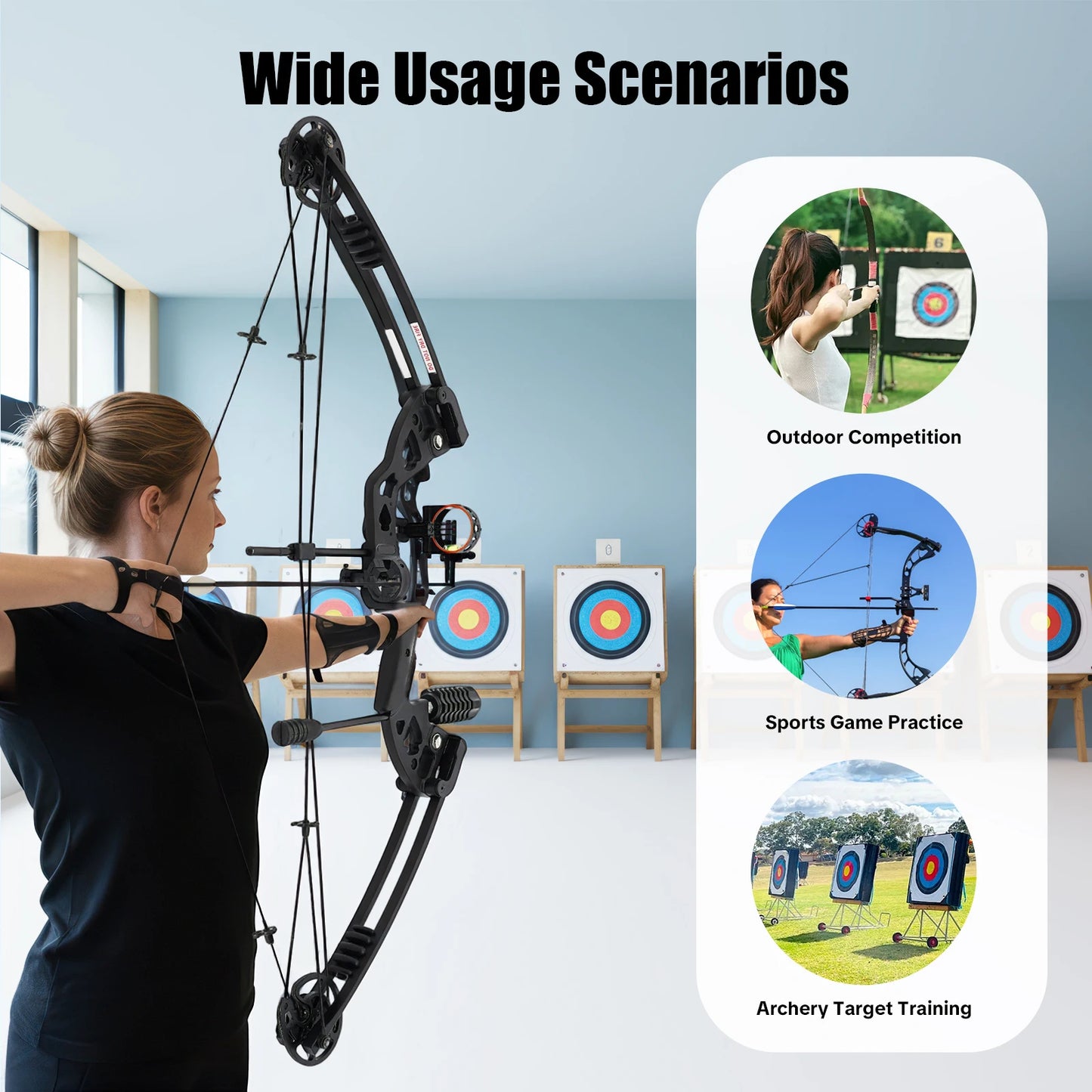 Compound Bow For Adults Right Hand With 3 Pin Sight