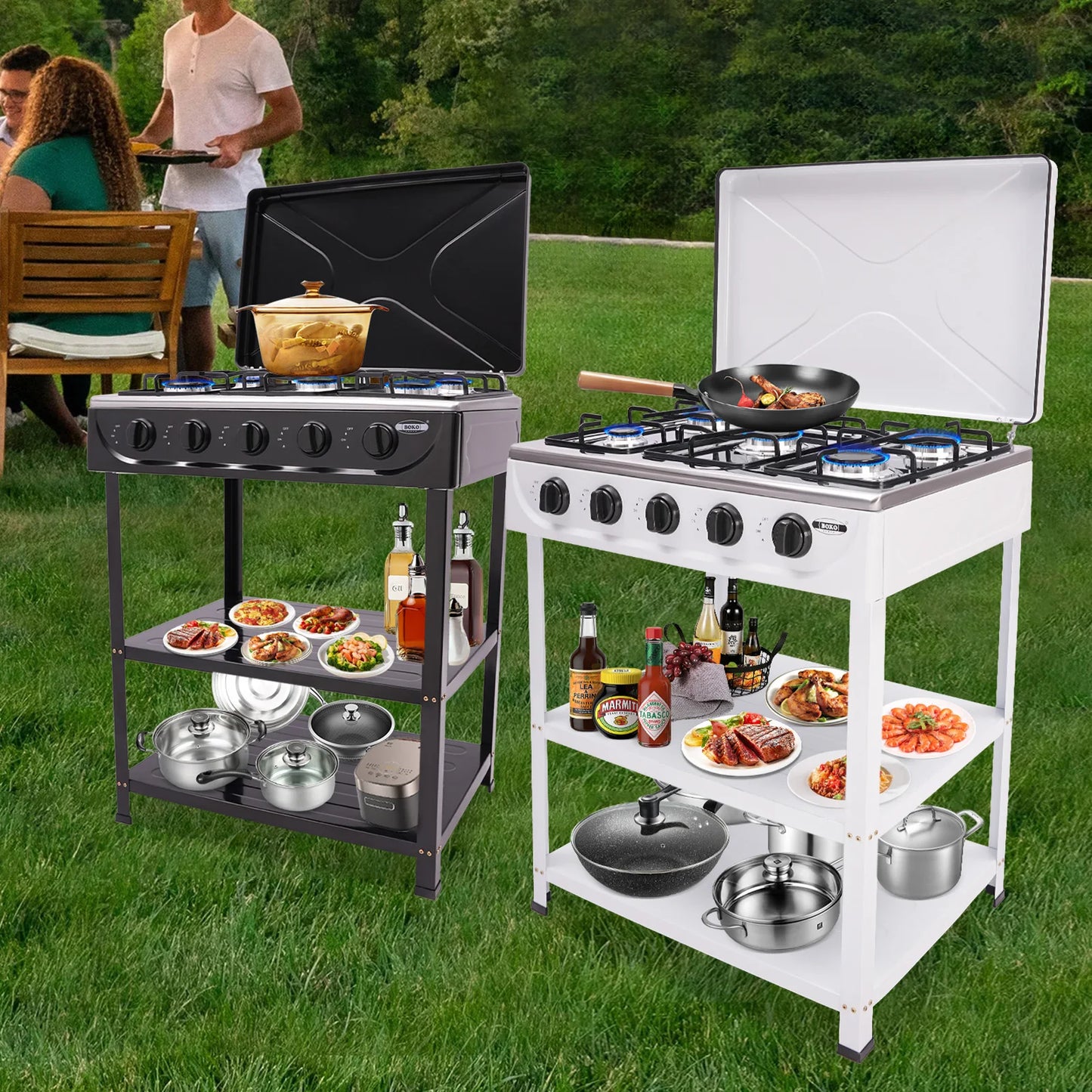 None FourToFive Burner Portable Camp Gas Stove With Cover