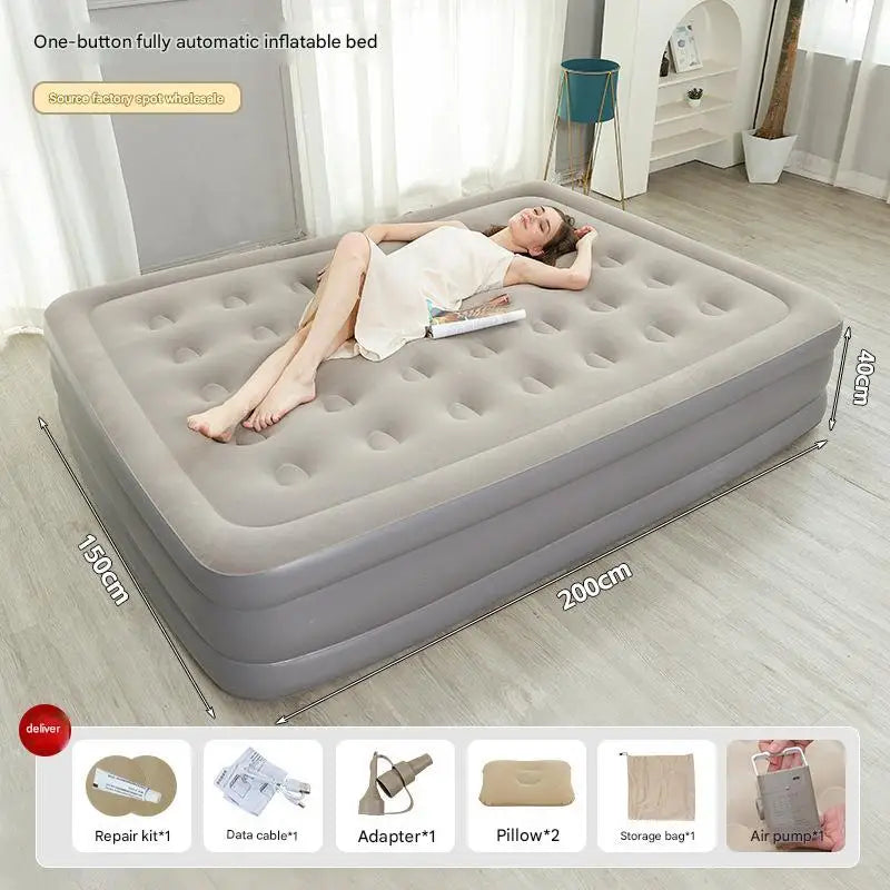 Automatic Inflatable Mattress With Built-In Pump For Indoor Outdoor Use