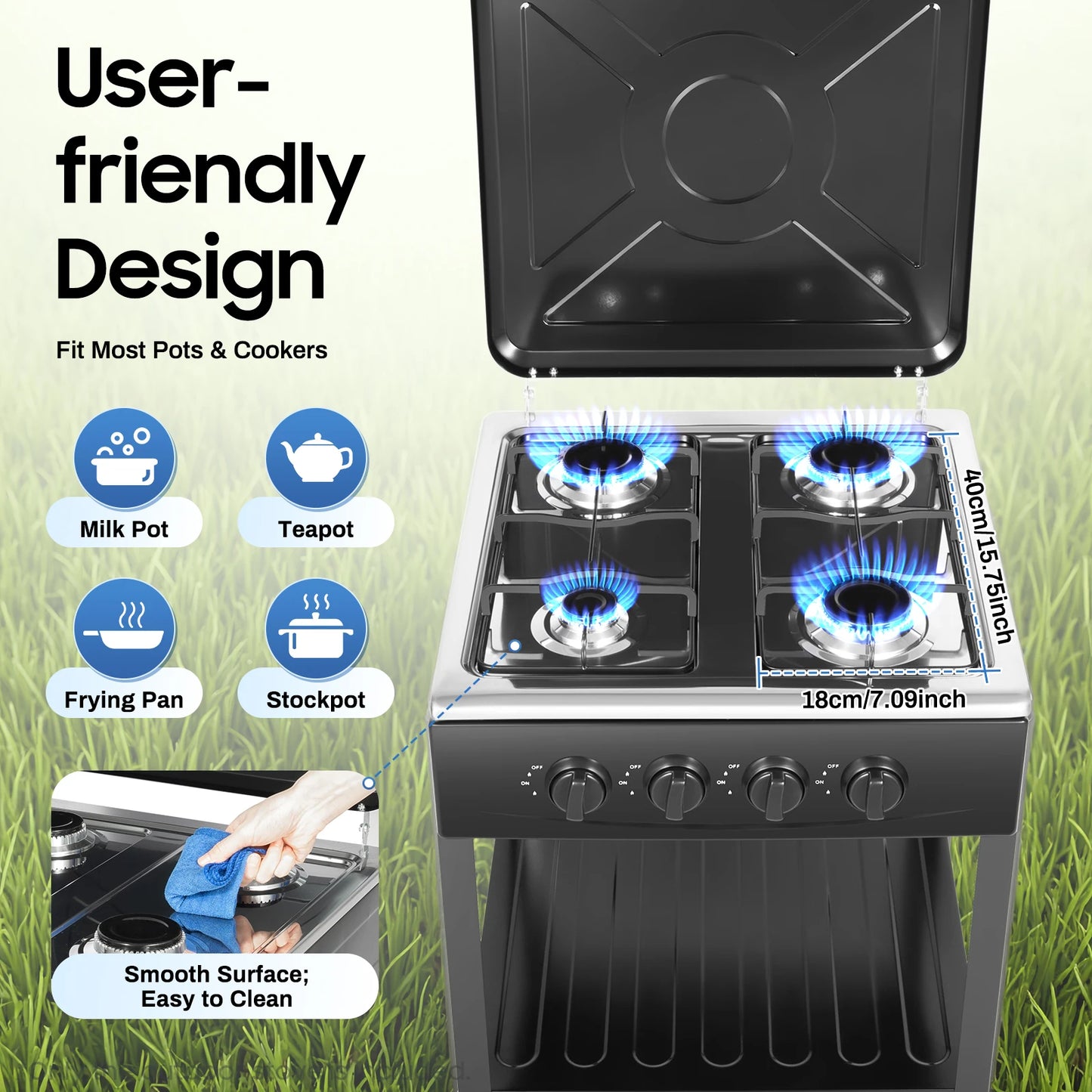 None FourToFive Burner Portable Camp Gas Stove With Cover