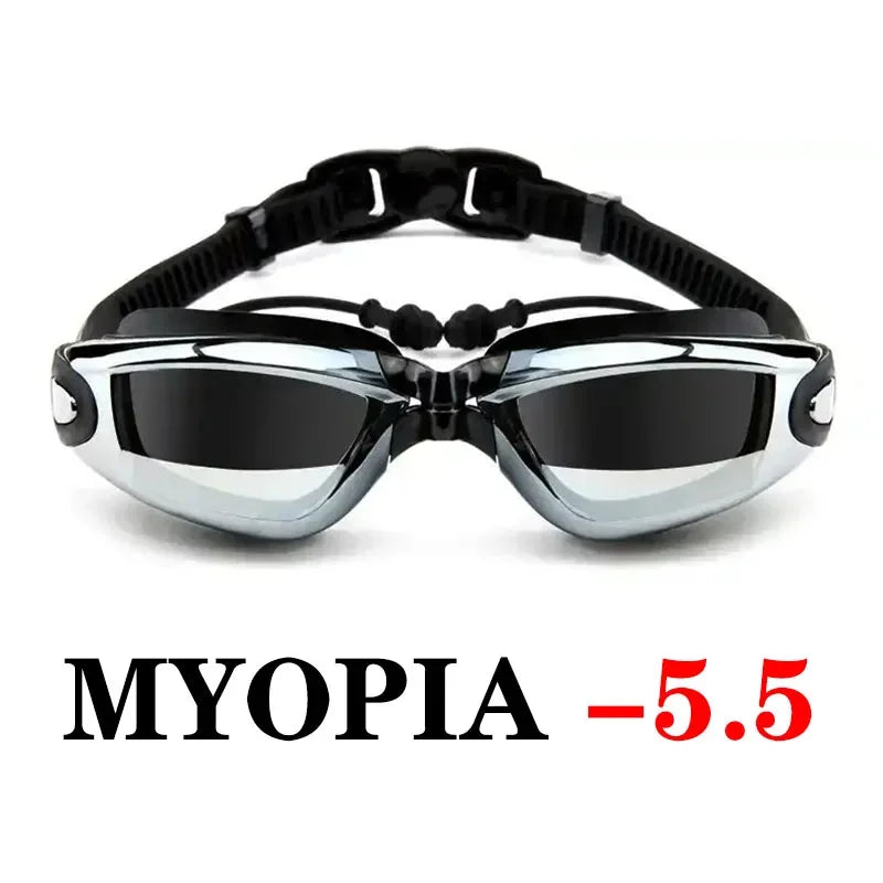 Frame Myopia Swim Goggles Earplug Anti Fog Waterproof Eyewear