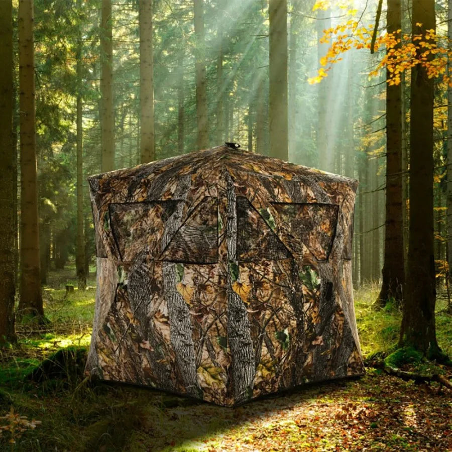 Three Person Portable Pop Up Ground Hunting Blind With Tiedowns