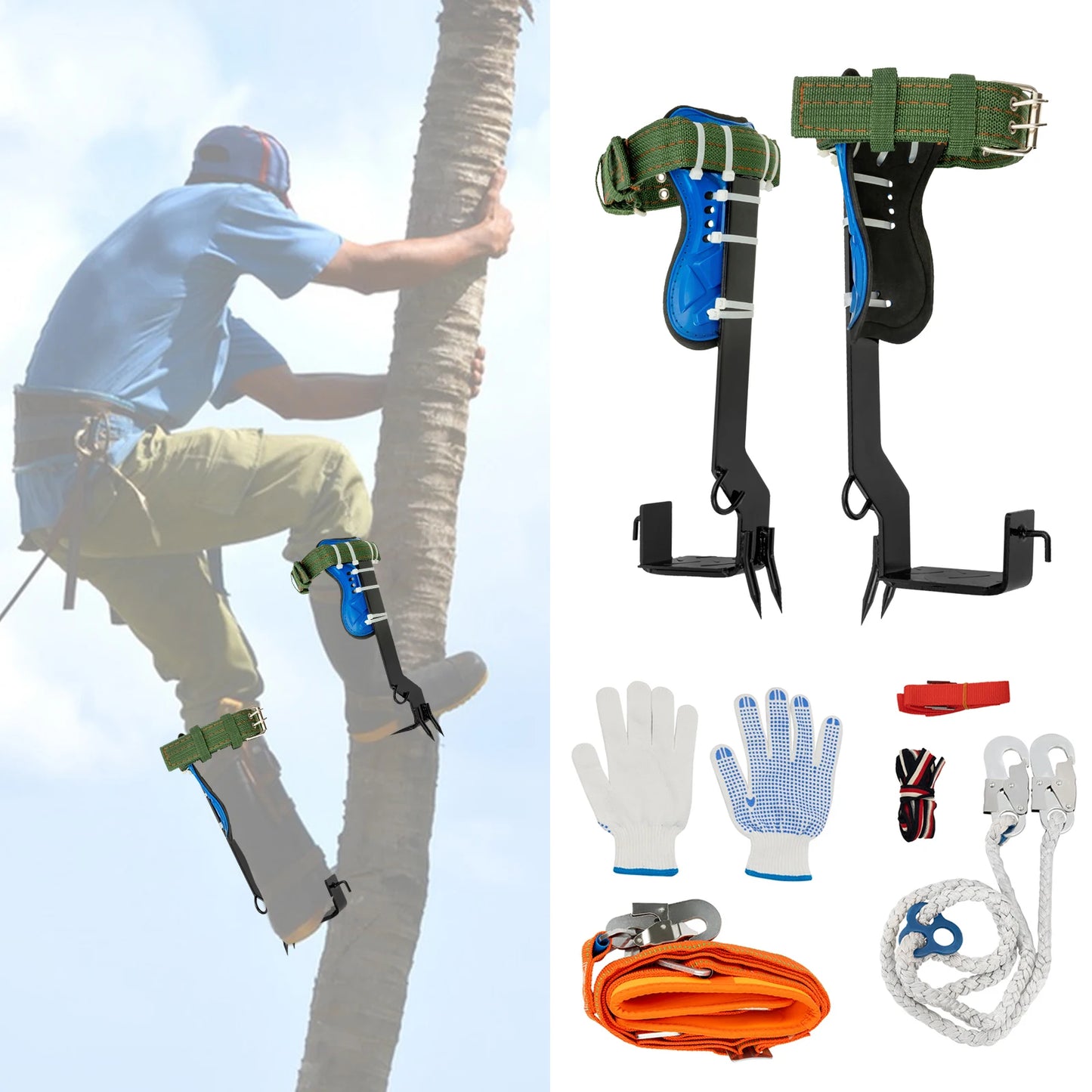 Tree Climbing Tools Safety Belt And Steel Foot Pedal Kit