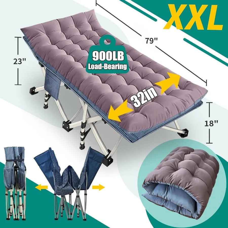 XMSJ Camping Cot With Mattress Folding Heavy Duty Bed